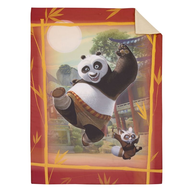 DreamWorks Kung Fu Panda Dragon Warrior Red and Gold Po and Friends 4 Piece Toddler Bed Set, 2 of 7