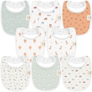 KeaBabies 8pk Organic Baby Bibs for Boy, Baby Drool Bib for Baby Boys and Girls, Newborn Teething Bibs - 1 of 4