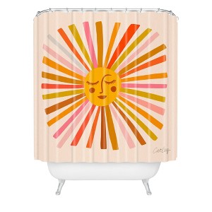 Cat Coquillette Sunshine Retro Ochre Palette Shower Curtain Yellow - Deny Designs: Polyester, Machine Washable, Non-Woven Fabric - 1 of 4