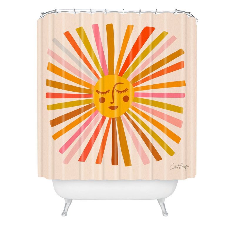 Cat Coquillette Sunshine Retro Ochre Palette Shower Curtain Yellow - Deny Designs, 1 of 7