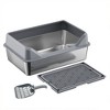 Stainless Steel Cat Litter Box, With High Sides, 4 Silent Anti-slip Pads, Double Layer Litter Mat And Scoop, Easy Clean, Large Enclosure Litter Box - 2 of 4