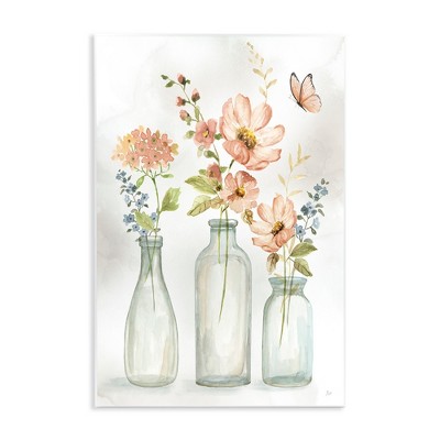 Stupell Industries Butterfly & Pink Florals, 10" x 15"