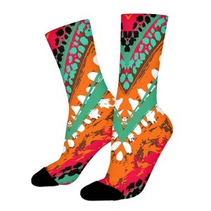 Zigzag Pattern Women Printed Crew Socks Funny Funky Socks Soft Polyester Novelty Gifts for Artists Men - 1 of 1