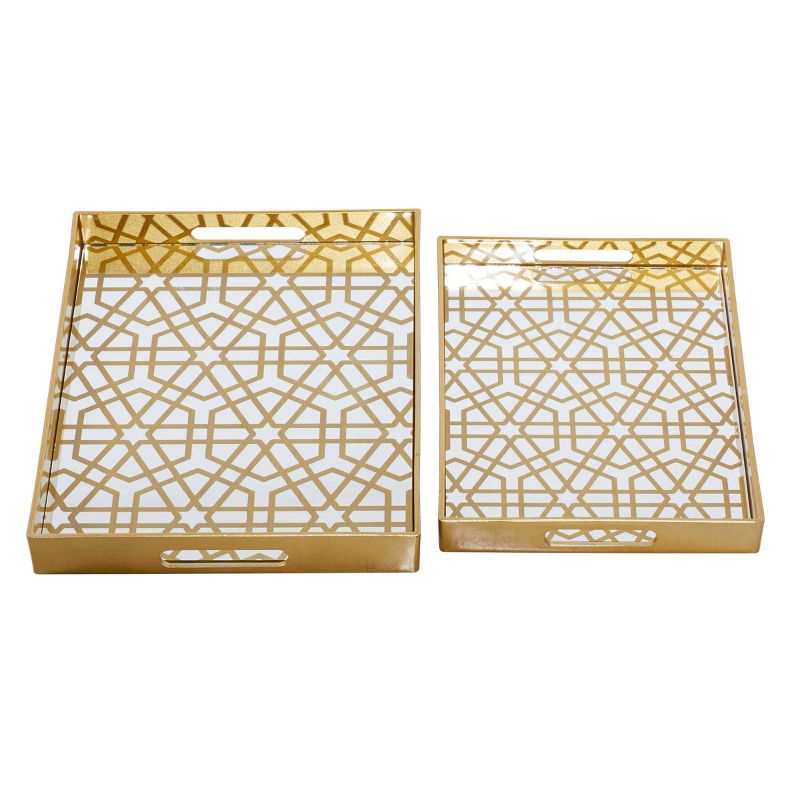 Set of 2 Plastic Geometric Mirrored Tray &#8211; CosmoLiving by Cosmopolitan, 5 of 9