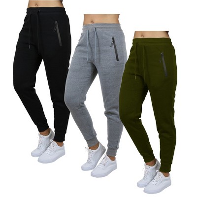 Galaxy By Harvic Pro Star Women's Loose Fit Fleece Lined Joggers-3 Pack