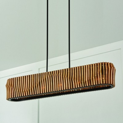 Archer Light Wood and Matte Black 6-Light Island Pendant