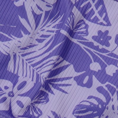Lands' End Kids Chlorine Resistant Asymmetrical One Piece Swimsuit - X-Large - Purple/Tropical Floral — фото 2