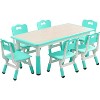 Kids Table and 6 Chair Set,47 Inches Modern Height Adjustable Toddler Table and 6 Chairs Set,Preschool Art Craft Tables for 6 - 2 of 4