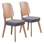 Set of 2 Retro Modern Curved Back Dining Chair Walnut/Light Gray - ZM Home