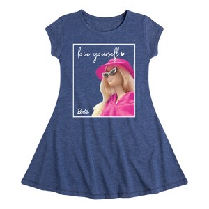 Girls' - Barbie - Love Yourself Fit & Flair Cap Sleeve Dress - 1 of 3