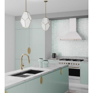 Progress Lighting Latham 1-Light Pendant, Vintage Gold, White Art Glass, Steel, 14" Width, 19.75" Height. - 1 of 4