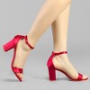 Allegra K Women's Satin Open Toe Ankle Strap Chunky Sandals - 2 of 4