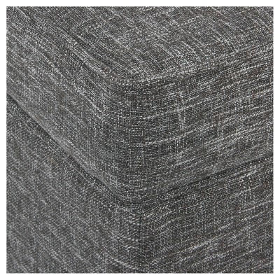 Classic Square Tufted Storage Ottoman with Wood Legs - Gray