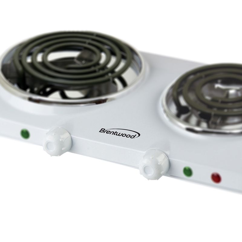 Brentwood Electric 1500W Double Burner Spiral White, 2 of 5