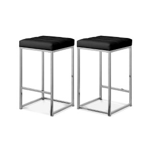 Meridian Furniture,Nicola Black Vegan Leather Stool, Set of 2 - 1 of 4