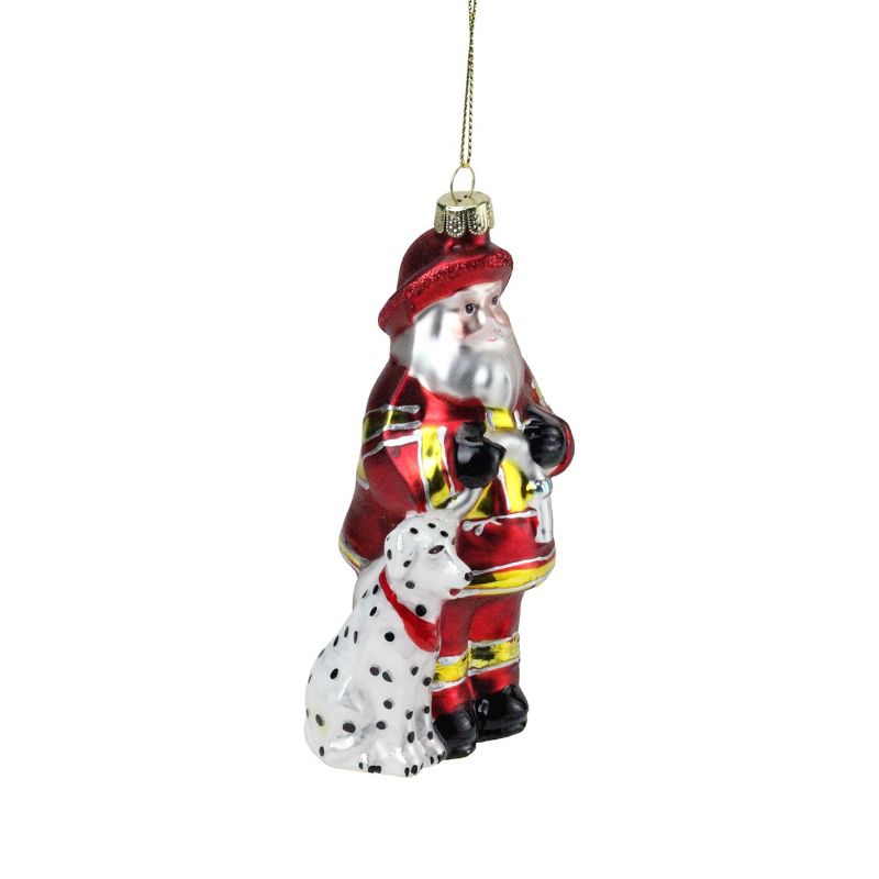NORTHLIGHT 5" Fireman Santa Claus with Dalmatian Christmas Ornament - Red/White, 3 of 4