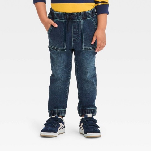 Toddler Boys' Pull-On Denim Jogger Pants - Cat & Jack™ Dark Blue 12M