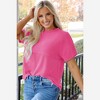 Amaryllis Women’s Ribbed Knit Short Sleeve Top Lightweight Casual Pullover Relaxed Fit Textured - 4 of 4