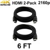 Pack of 2 Digital High-Speed 1.4 HDMI Cables 4K/30Hz 10.2Gbps PVC 2160p Black Cord Universal Wire by SatelliteSale 6 feet - 2 of 4