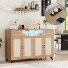 Rattan Sideboard Buffet Cabinet with Storage, Boho Wood Sideboard, Adjustable Shelves, Side Board for Living Room, Dining Room, Entryway - 3 of 4