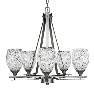 Toltec Lighting Uptowne 5 - Light Chandelier in  Aged Silver with 5" Black Fusion Shade - 1 of 1