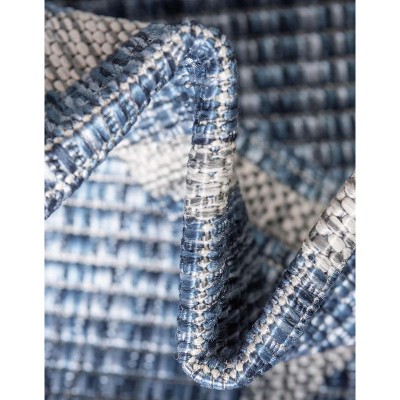 Abstract Blue 9' x 12' Synthetic Outdoor Rug