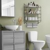 Sorbus 3-Tier Wooden Floating Shelves with Metal Brackets - Storage for Towels, Over the Toilet, Bathroom Accessories & More - 2 of 4