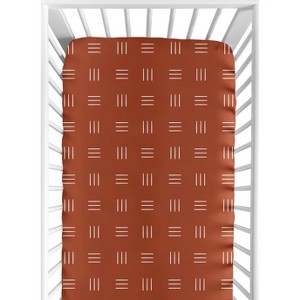 Sweet Jojo Designs Boy or Girl Gender Neutral Unisex Baby Fitted Crib Sheet Boho Hatch Orange and White - 1 of 4