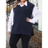 Women's Plus Size Ribbed Knit Split Hem V Neck Sleeveless Casual Loose Sweater Vest - Agnes Orinda - 2 of 4