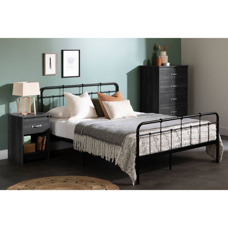 Full Tassio Metal Complete Platform Bed Pure Black - South Shore, 3 of 8
