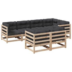 vidaXL Patio Sofa Set with Cushions - 7-Piece Solid Pine Wood Outdoor Modular Garden Furniture for Patio/Terrace - 1 of 4