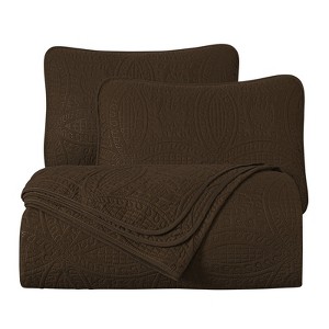 FIONECA Oversized 3 Piece Quilted Bedspread Set Includes Bedspread Matching Shams For Versatile Bedroom Styling - 1 of 4