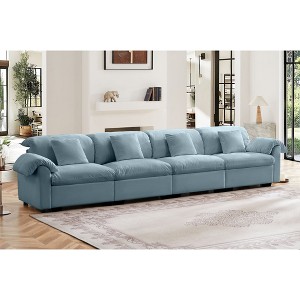 Extra-Large, Extended 4-Seater Modern Velvet Sofa, Oversized Cloud-Soft Couch with Comfortable Seating & Back Support, Storage Under Each Seat - 1 of 4
