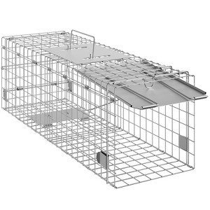 VEVOR Live Animal Cage Trap, 24" x 8" x 8" Humane Cat Trap Galvanized Iron, Folding Animal Trap with Handle for Rabbits, Stray Cats, Squirrels - 1 of 4
