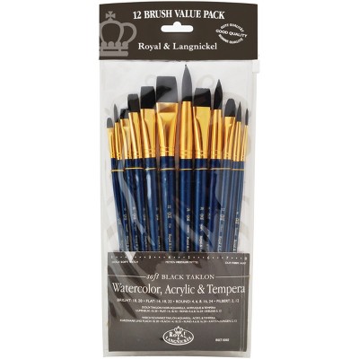 Black Taklon Value Pack Brush Set-12/Pkg