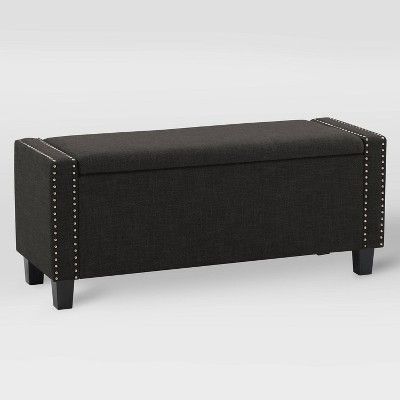 Boston Storage Fabric Ottoman Dark Gray - CorLiving