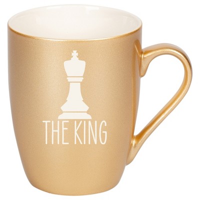 100 North Chess Game 10 Ounce Vegas Gold Metallic Finish, Comfortably Fits Your Hands, New Bone China Coffee Tea Cup Mug, The King