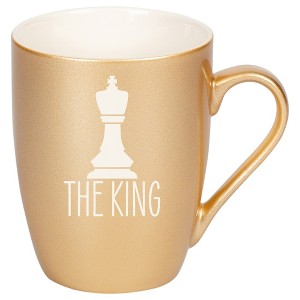 100 North Chess Game 10 Ounce Vegas Gold Metallic Finish, Comfortably Fits Your Hands, New Bone China Coffee Tea Cup Mug, The King - 1 of 1