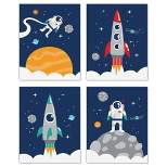 Big Dot of Happiness Blast Off to Outer Space - Unframed Rocket Ship Nursery and Kids Room Linen Paper Wall Art - Set of 4 - Artisms - 8 x 10 inches