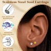 12 Pairs Stainless Steel Stud Earrings: Brilliant Round CZ & Birthstone Designs for Women - 3 of 4