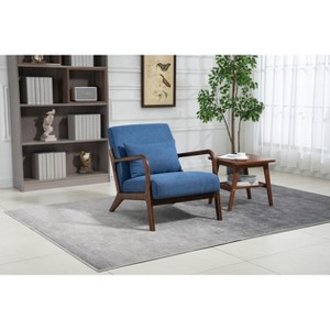 PAGED Accent Chair with Wood Frame, Mid Century Modern Living Room Chairs with Waist Cushion, Reading Armchair for Living Room - 1 of 4