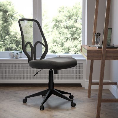Ergonomic High-Back Armless Black Mesh Swivel Office Chair