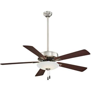 52" Minka Aire Industrial Indoor Ceiling Fan with LED Light Brushed Nickel Walnut Wood for Living Room Kitchen Bedroom Family Home