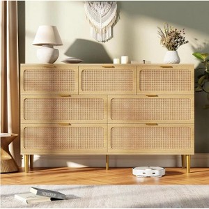 GAOMON 7-Rattan Drawer Tall Dresser with Deep Drawers & Wide Top,Multi-Room Storage for Bedroom, Living Room, Hallway, Nursery - 1 of 4