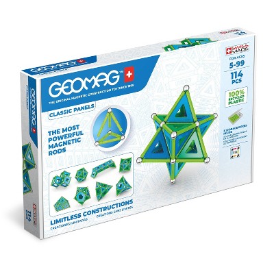 Geomag Magnetic Panels Sticks and Balls Building Set Recycled - 114ct