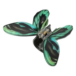 Unique Bargains Women's Butterfly Hair Clips 4.49"x3.35"x1.57" Green Black 1 Pc - 1 of 3