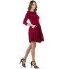 Womens Boat Neck Three Quarter Sleeve Pleated Fit N Flare Pocket Dress - 24seven Comfort Apparel™ - 2 of 4