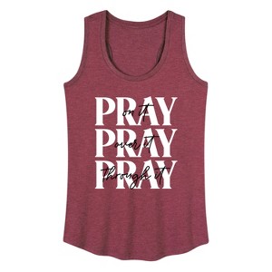 Women's - Instant Message - Pray On It, Pray Over It, Pray Through It Graphic Racerback Tank - 1 of 4