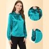 Allegra K Women's Ruched Long Sleeve Office Work Satin Blouses - 2 of 4