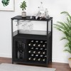 Wine Bar Cabinet with Wine Racks, Glass Holders & Mesh Door, 3-Tier Liquor Cabinet with Adjustable Shelves, Coffee Bar for Kitchen, Dining Room - 3 of 4